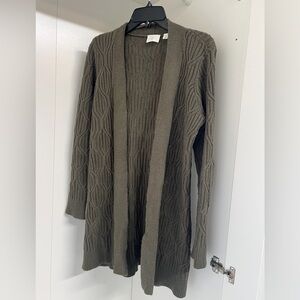 Olive Green Cable Knit Cardigan Sweater